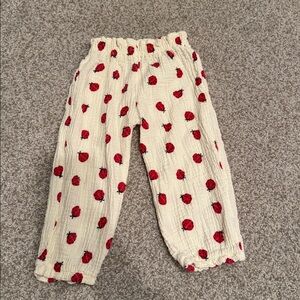 Cream Pants with Red Ladybug Print